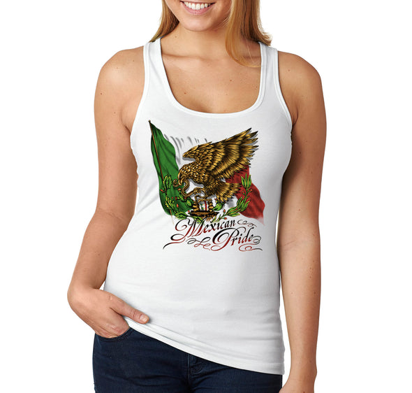 Free Shipping Women's Mexican Pride Eagle Flag La Bandera Cinco De Mayo Spring Break Racer-back Tank-Top Birthday Gift  Summer Party
