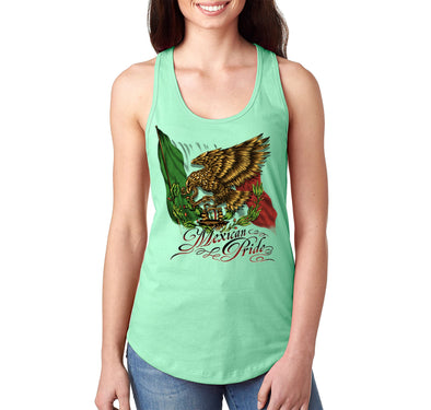 Free Shipping Women's Mexican Pride Eagle Flag La Bandera Cinco De Mayo Spring Break Racer-back Tank-Top Birthday Gift  Summer Party