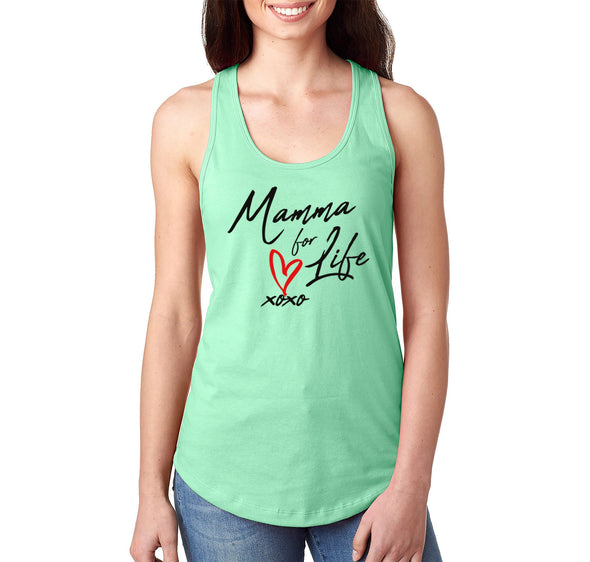 Free Shipping Women's Mamma Mama For Life XoXo Heart Mother's Day Racer-back Tank-Top Birthday Gift Spring Aunt Nana Mother Grandma Tee