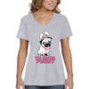 Free Shipping Women's Pug Dog Ears Easter Bunny Holiday V-Neck Short Sleeve T-Shirt Rabbit Lover Funny Egg Hunt Spring Gift Cute Tee