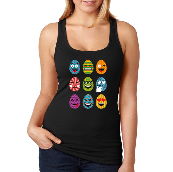 Free Shipping Women's Emoji Egg Hunt Easter Holiday Racer-Back Tank-Top Bunny Rabbit Lover Funny Egg Hunt Spring Gift