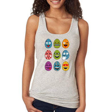 Free Shipping Women's Emoji Egg Hunt Easter Holiday Racer-Back Tank-Top Bunny Rabbit Lover Funny Egg Hunt Spring Gift