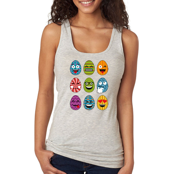 Free Shipping Women's Emoji Egg Hunt Easter Holiday Racer-Back Tank-Top Bunny Rabbit Lover Funny Egg Hunt Spring Gift