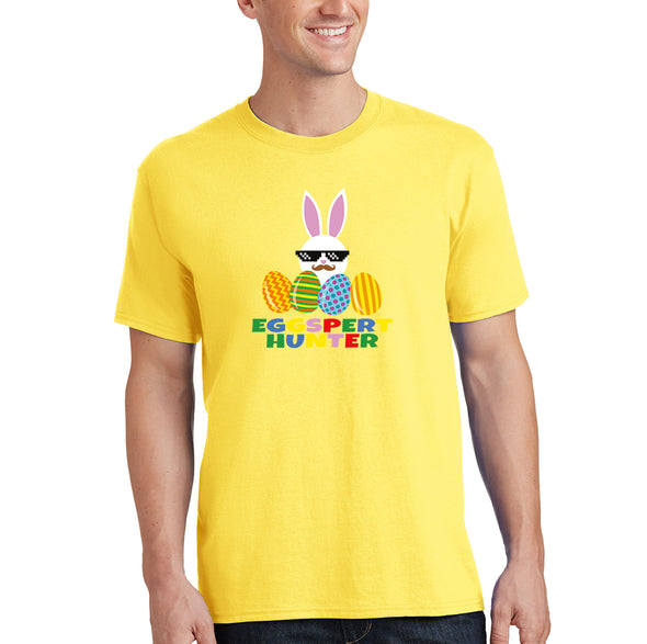 Free Shipping Men's Eggspert Hunter Video Game Easter Holiday Crewneck Short Sleeve T-Shirt Bunny Rabbit Funny Egg Hunt Spring Gift Cute Tee