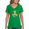 Free Shipping Women's Eggspert Hunter Video Game Easter Holiday V-Neck Short Sleeve T-Shirt Bunny Rabbit Funny Egg Hunt Spring Gift Cute Tee