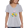 Free Shipping Women's Eggspert Hunter Video Game Easter Holiday V-Neck Short Sleeve T-Shirt Bunny Rabbit Funny Egg Hunt Spring Gift Cute Tee