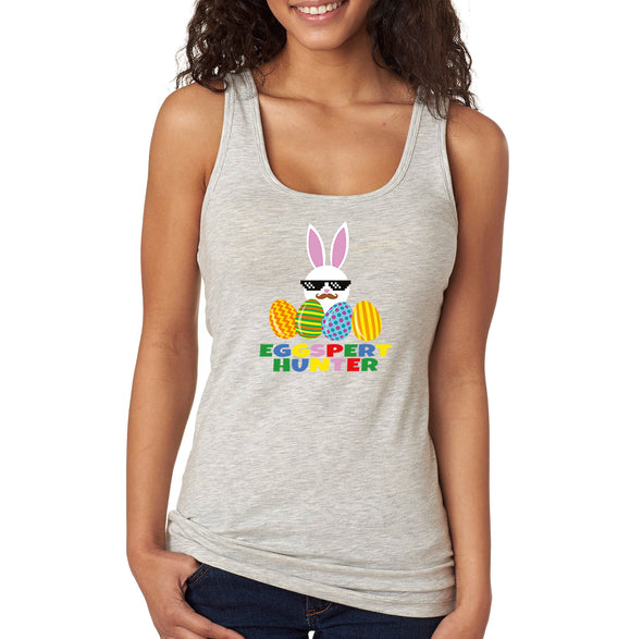 Free Shipping Women's Eggspert Hunter Video Game Easter Holiday Racer-Back Tank-Top Bunny Rabbit Funny Egg Hunt Spring Gift