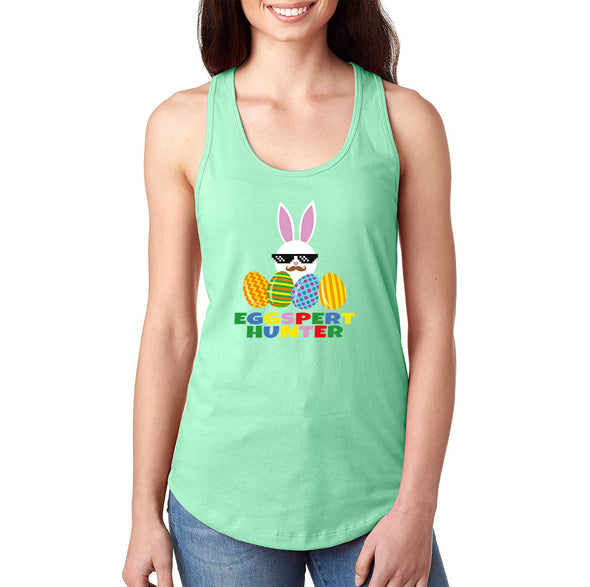 Free Shipping Women's Eggspert Hunter Video Game Easter Holiday Racer-Back Tank-Top Bunny Rabbit Funny Egg Hunt Spring Gift