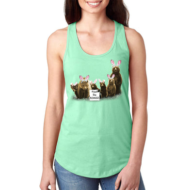 Free Shipping Women's Feed the Bunnies Bears Funny Easter Holiday Racer-Back Tank-Top Bunny Rabbit Funny Egg Hunt Spring Gift