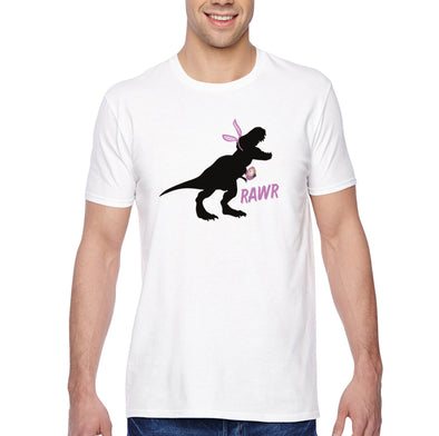 Free Shipping Men's Rawr T-Rex Dinosaur Easter Holiday Crewneck Short Sleeve T-Shirt Bunny Rabbit Funny Egg Hunt Spring Gift Cute Tee