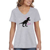 Free Shipping Women's Rawr T-Rex Dinosaur Easter Holiday V-Neck Short Sleeve T-Shirt Bunny Rabbit Funny Egg Hunt Spring Gift Cute Tee