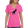 Free Shipping Women's Rawr T-Rex Dinosaur Easter Holiday V-Neck Short Sleeve T-Shirt Bunny Rabbit Funny Egg Hunt Spring Gift Cute Tee