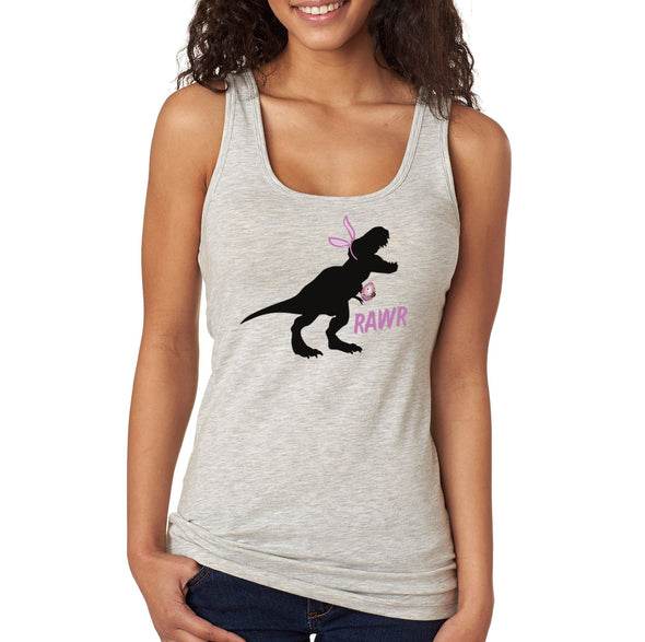 Free Shipping Women's Rawr T-Rex Dinosaur Easter Holiday Racer-Back Tank-Top Bunny Rabbit Funny Egg Hunt Spring Gift Cute Tee