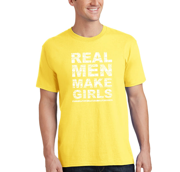 Free Shipping Men's Real Men Make Girls Dad Life Father's Day Crewneck Short Sleeve T-Shirt Funny Birthday Gift Husband Grandpa Grandfather