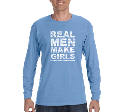 Free Shipping Men's Real Men Make Girls Dad Father's Day Long Sleeve T-Shirt Funny Birthday Gift Husband Grandpa Grandfather Tee