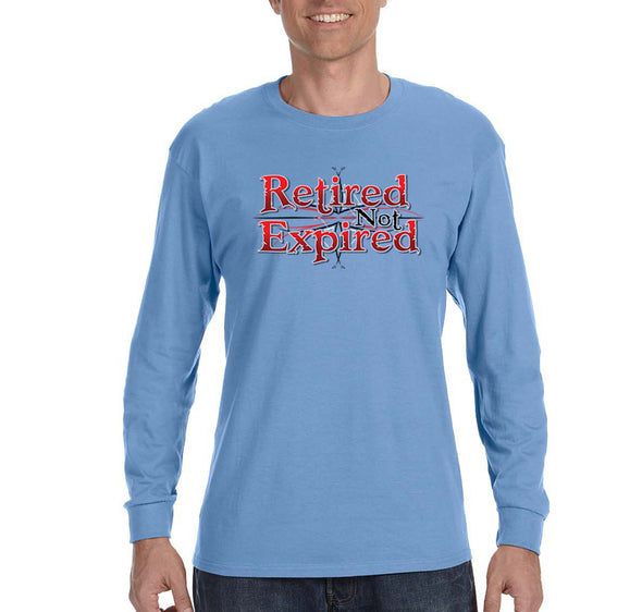 Free Shipping Men's Retired Not Expired Dad Father's Day Long Sleeve T-Shirt Funny Birthday Gift Husband Grandpa Grandfather Tee