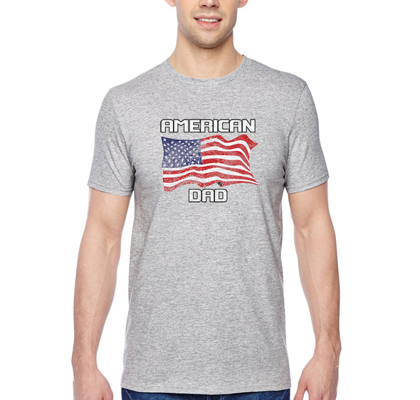 Free Shipping Men's American Dad Flag USA Father's Day Crewneck Short Sleeve T-Shirt Funny Birthday Gift Husband Grandpa Grandfather Tee