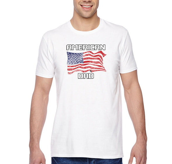 Free Shipping Men's American Dad Flag USA Father's Day Crewneck Short Sleeve T-Shirt Funny Birthday Gift Husband Grandpa Grandfather Tee