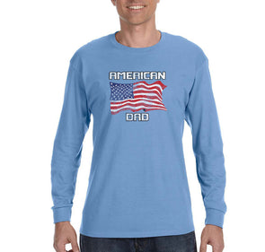 Free Shipping Men's American Dad Flag USA Father's Day Long Sleeve T-Shirt Funny Birthday Gift Husband Grandpa Grandfather Tee
