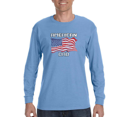 Free Shipping Men's American Dad Flag USA Father's Day Long Sleeve T-Shirt Funny Birthday Gift Husband Grandpa Grandfather Tee