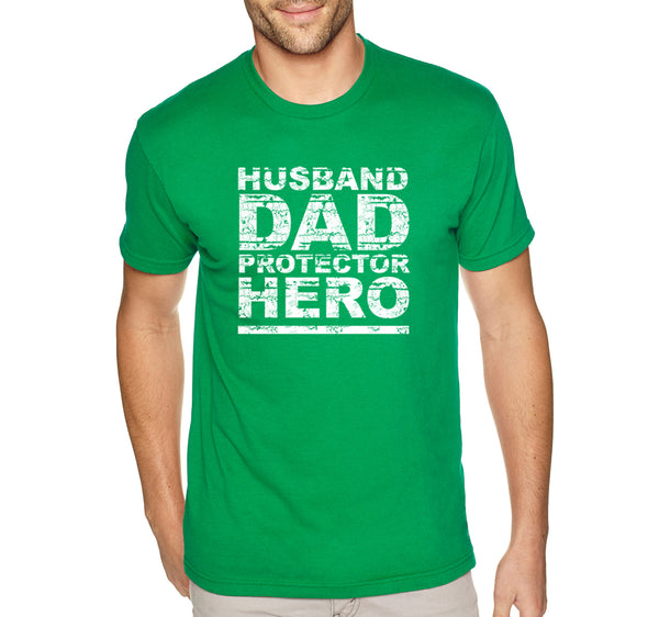 Free Shipping Men's Husband Dad Protector Hero Father's Day Crewneck Short Sleeve T-Shirt Funny Birthday Gift Grandpa Grandfather