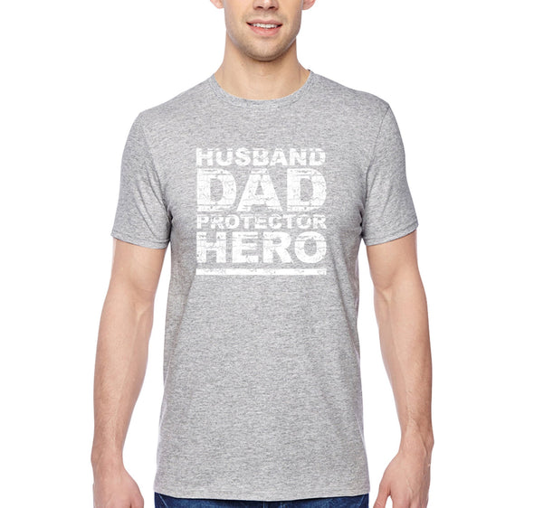Free Shipping Men's Husband Dad Protector Hero Father's Day Crewneck Short Sleeve T-Shirt Funny Birthday Gift Grandpa Grandfather