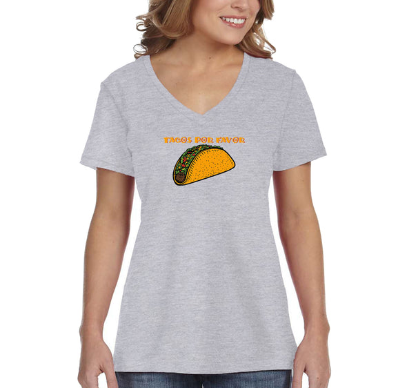 Free Shipping Women's Tacos Por Favor Please Cinco De Mayo Spring Break V-Neck Short Sleeve T-Shirt Birthday Gift Drinking Summer Party