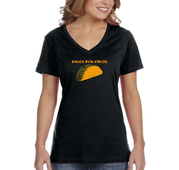 Free Shipping Women's Tacos Por Favor Please Cinco De Mayo Spring Break V-Neck Short Sleeve T-Shirt Birthday Gift Drinking Summer Party