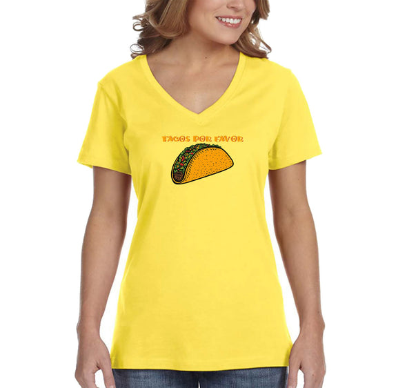 Free Shipping Women's Tacos Por Favor Please Cinco De Mayo Spring Break V-Neck Short Sleeve T-Shirt Birthday Gift Drinking Summer Party