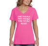 Free Shipping Women's One Tequila Two Floor Funny Cinco De Mayo Spring Break V-Neck Short Sleeve T-Shirt Birthday Gift Drinking Summer Party