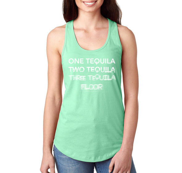Free Shipping Women's One Tequila Two Floor Funny Cinco De Mayo Spring Break Racer-back Tank-Top Birthday Gift Drinking Summer Party