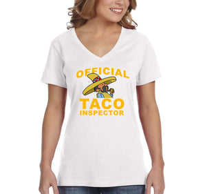 Free Shipping Women's Official Taco Inspector Cinco De Mayo Spring Break V-Neck Short Sleeve T-Shirt Birthday Gift Drinking Summer Party