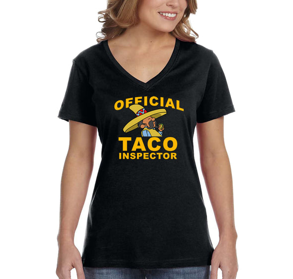Free Shipping Women's Official Taco Inspector Cinco De Mayo Spring Break V-Neck Short Sleeve T-Shirt Birthday Gift Drinking Summer Party
