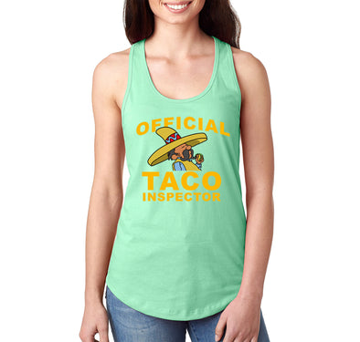 Free Shipping Women's Official Taco Inspector Cinco De Mayo Spring Break Racer-back Tank-Top Birthday Gift Drinking Summer Party