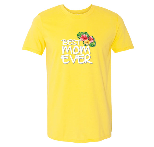 Free Shipping Men's Best Mom Ever Flowers Mother's Day Crewneck Short Sleeve T-Shirt Birthday Gift Spring Aunt Nana Mother Grandma Tee