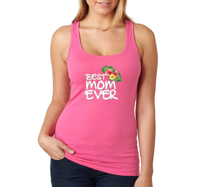 Free Shipping Women's Best Mom Ever Flowers Mother's Day Racer-back Tank-Top Birthday Gift Spring Aunt Nana Mother Grandma Tee