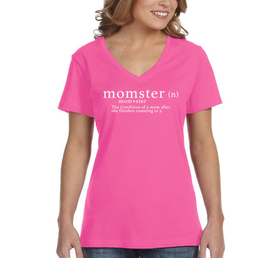 Free Shipping Women's Momster Mom Funny Mother's Day V-Neck Short Sleeve T-Shirt Birthday Gift Spring Aunt Nana Mother Grandma Tee