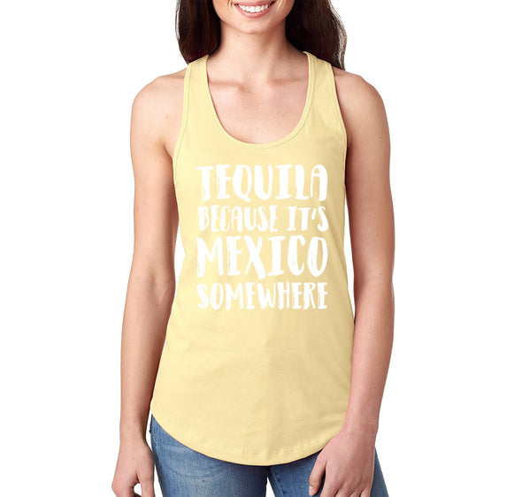 Free Shipping Women's Tequila It's Mexico Somewhere Cinco De Mayo Spring Break Racer-back Tank-Top Birthday Gift Drinking Summer Party