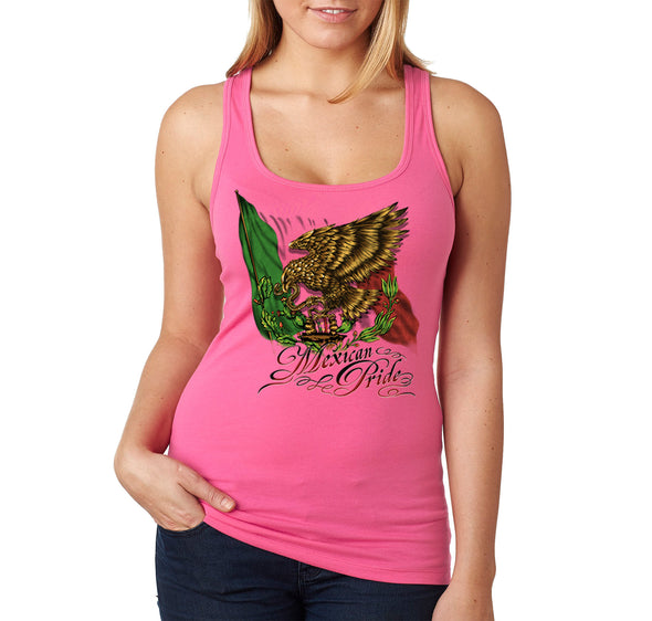 Free Shipping Women's Mexican Pride Eagle Flag La Bandera Cinco De Mayo Spring Break Racer-back Tank-Top Birthday Gift  Summer Party