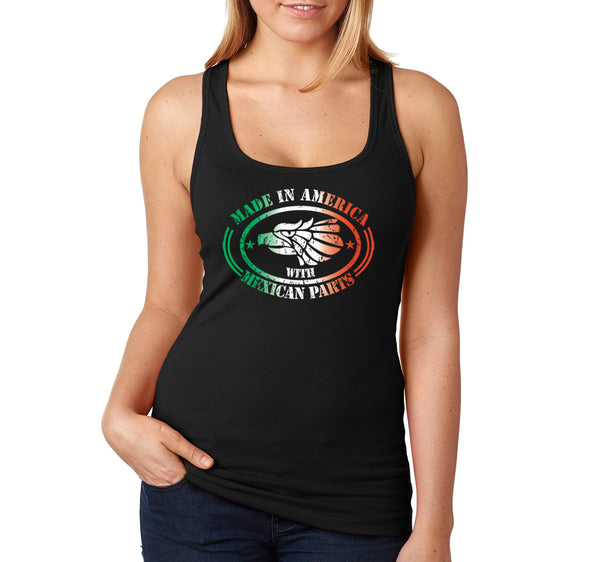 Free Shipping Women's Made in America Mexican Parts Pride Cinco De Mayo Spring Break Racer-back Tank-Top Birthday Gift  Summer Party