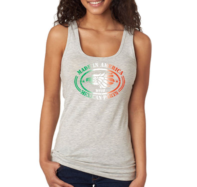 Free Shipping Women's Made in America Mexican Parts Pride Cinco De Mayo Spring Break Racer-back Tank-Top Birthday Gift  Summer Party