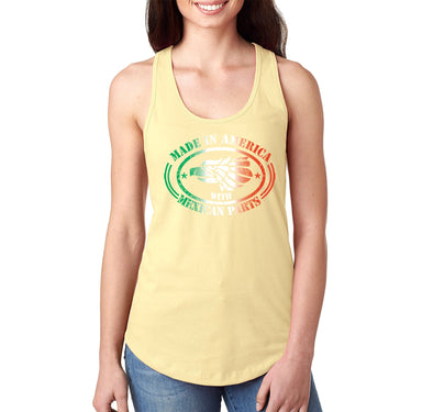 Free Shipping Women's Made in America Mexican Parts Pride Cinco De Mayo Spring Break Racer-back Tank-Top Birthday Gift  Summer Party