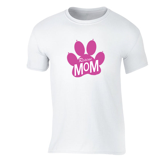 Free Shipping Men's Rescue Mom Cat Dog Animal Mother's Day Crewneck Short Sleeve T-Shirt Birthday Gift Aunt Nana Mother Grandma Tee
