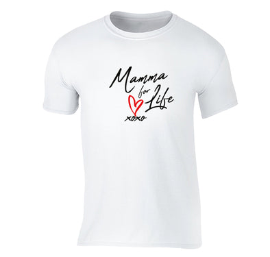 Free Shipping Men's Mamma Mama For Life XoXo Heart Mother's Day Crewneck Short Sleeve T-Shirt Birthday Gift Aunt Nana Mother Grandma Tee