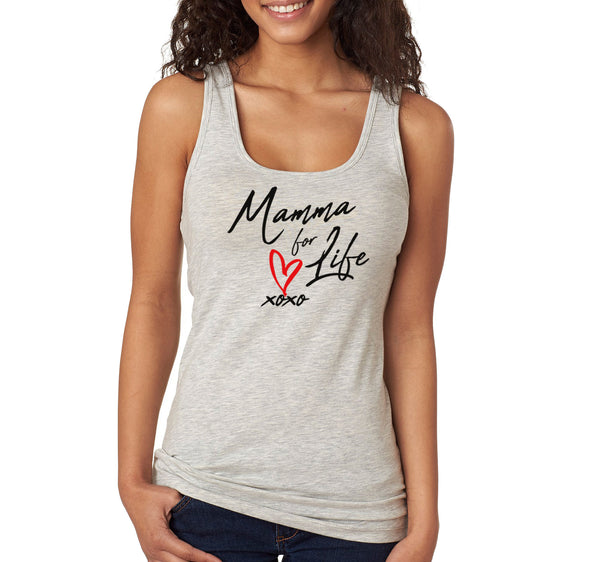 Free Shipping Women's Mamma Mama For Life XoXo Heart Mother's Day Racer-back Tank-Top Birthday Gift Spring Aunt Nana Mother Grandma Tee