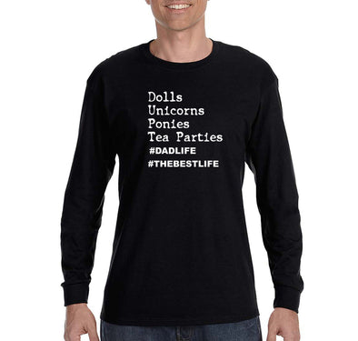 Free Shipping Men's Tea Parties Dolls # Dad Life Father's Day Long Sleeve T-Shirt Funny Birthday Gift Husband Grandpa Grandfather Tee