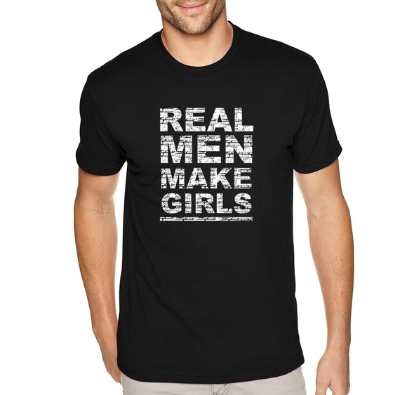 Free Shipping Men's Real Men Make Girls Dad Life Father's Day Crewneck Short Sleeve T-Shirt Funny Birthday Gift Husband Grandpa Grandfather