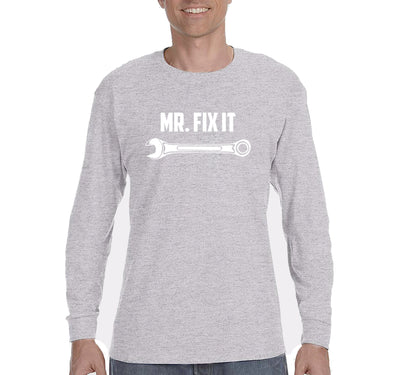 Free Shipping Men's Mr. Fix It Wrench Car Dad Father's Day Long Sleeve T-Shirt Funny Birthday Gift Husband Grandpa Grandfather Tee