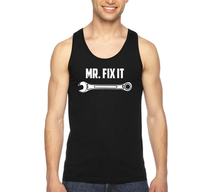 Free Shipping Men's Mr. Fix It Wrench Car Dad Father's Day Tank-Top Funny Birthday Gift Husband Grandpa Grandfather Tee