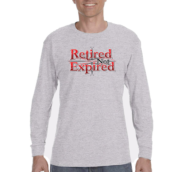 Free Shipping Men's Retired Not Expired Dad Father's Day Long Sleeve T-Shirt Funny Birthday Gift Husband Grandpa Grandfather Tee